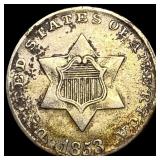 1853 Silver Three-Cent Piece NEARLY UNCIRCULATED