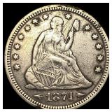 1874 Arrows Seated Liberty Quarter NEARLY UNCIRCUL