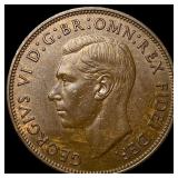 1951 Great Britain George VI Copper Penny SUPERB G