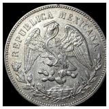 1908-Mo Mexico Silver Peso .9027 Silver UNCIRCULAT