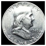 1949 Franklin Silver Half Dollar CLOSELY UNCIRCULA