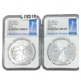 [2 Coins] 2021 Silver Eagle NGC MS70