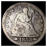 1853 Arrows/Rays Seated Liberty Silver  Quarter L