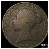 1843 Great Britain Queen Victoria Copper Penny ABO