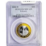 2000-W U.S. Library of Congress Bimetallic $10 PCG