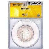 1806 Draped Bust Quarter ANACS AG3
