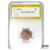1913 Wheat Cent PGA MS64 RED