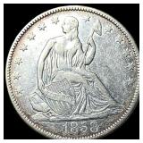 1858 Seated Liberty Half Dollar CLOSELY UNCIRCULAT