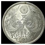 1933 Japan Silver 50 Sen  CLOSELY UNCIRCULATED