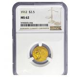 1912 $2.50 Gold Quarter Eagle NGC MS62