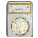 1934 Silver Peace Dollar PGA MS64