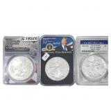 [3 Coins] 2017-2021 Silver Eagle ANACS/PCGS/NCG MS