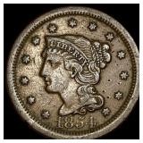 1854 Braided Hair Large Cent CLOSELY  UNCIRCULATE