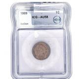 1909 Indian Head Cent ICG AU58
