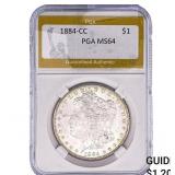 1884-CC Morgan Silver Dollar PGA MS64
