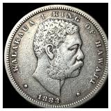 1883 Silver 1/2 Dollar Hawaii Hapalua ABOUT UNCIRC
