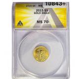 2015 1/10oz Gold American Eagle $5 ANACS MS70