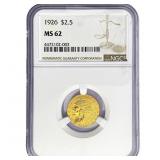 1926 $2.50 Gold Quarter Eagle NGC MS62