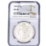 1884-O Morgan Silver Dollar NGC MS63