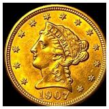 1907 Liberty Head Gold Quarter Eagle $2.50 UNCIRCU