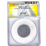 1806  Draped Bust Half Cent ANACS VF20 Small 6 No