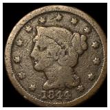 1844 Braided Hair Large Cent NICELY CIRCULATED
