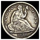 1838 Silver Half Dime NEARLY UNCIRCULATED