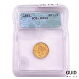 1851 $2.50 Gold Quarter Eagle ICG MS64
