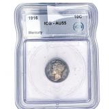1916 Mercury Silver Dime ICG AU55