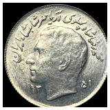 1972 Iran Silver 1 Rial CHOICE AU