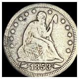 1853 Arrows/Rays Seated Liberty Quarter HIGH  GRA
