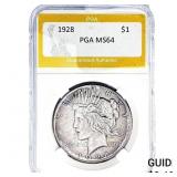 1928 Silver Peace Dollar PGA MS64