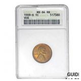 1909-S VDB Wheat Cent ANACS MS64 RB