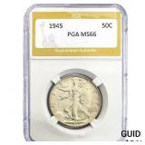 1945 Walking Liberty Half Dollar PGA MS66