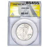 1942 Walking Liberty Half Dollar ANACS MS65