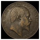 1904 Great Britain Edward VII Copper Penny NEARLY