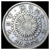1908 Japan Silver 20 Sen CLOSELY UNCIRCULATED