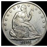 1871-S Silver Seated Liebrty Half Dollar  NEARLY