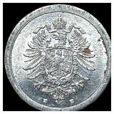 1917 German Empire Wilhem II Aluminum 1 Pfennig CH