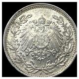 1918 German Empire Silver Half Mark CHOICE AU