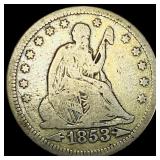 1853 Arrows/Rays Seated Liberty Quarter  NICELY C