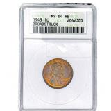 1945 Wheat Cent ANACS MS64 RB