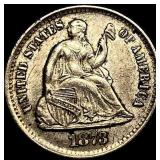 1873-S Silver Seated Liberty Half Dime CHOICE  AU