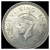 1943 British India Silver 1 Rupee UNCIRCULATED