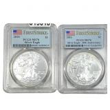 [2 Coins] 2016-2020 Silver Eagle PCGS MS70