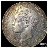 1896 Spain Silver 1 Peseta UNCIRCULATED