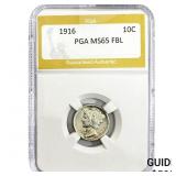 1916 Mercury Silver Dime PGA MS65 FBL