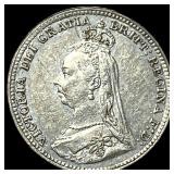 1891 Great Britain Queen Victoria Silver 3 Pence U