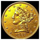1907-D Gold $5 Half Eagle UNCIRCULATED