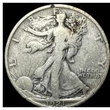 1921-S Silver Walking Liberty Half Dollar ABOUT UN